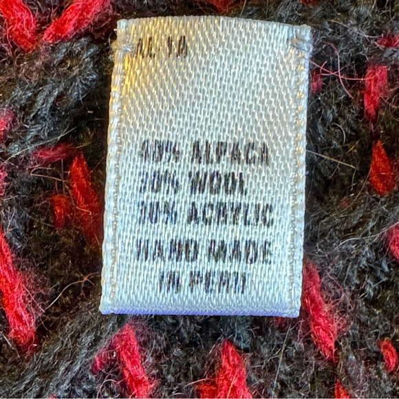 Alpaca Imports Sweater Cardigan Handmade Alpaca Wool Black Red Women’s XL - Picture 8 of 9